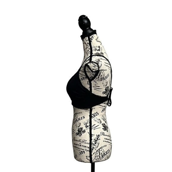 Shade & Shore Womens Black Cut Out Strappy Bikini Top 34C Beach Boho Modest Swim - Picture 3 of 9